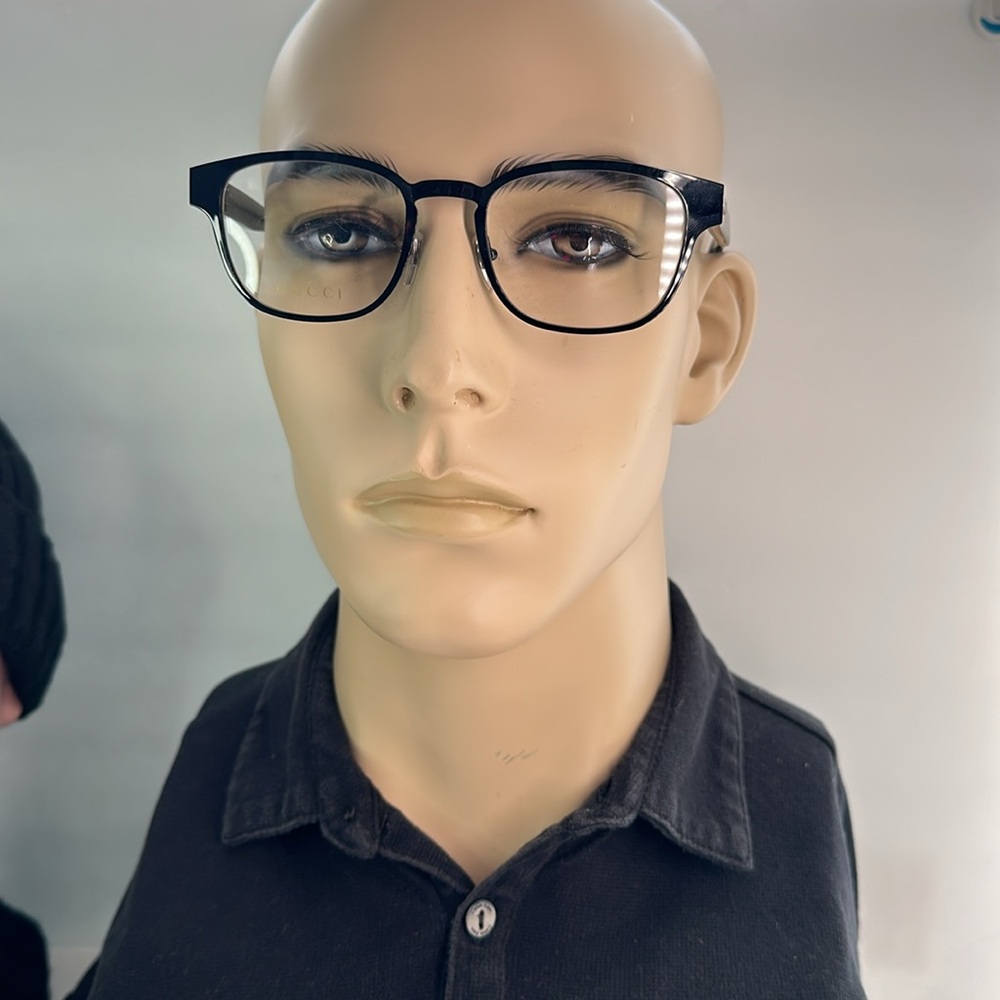 Auth - Gucci GG1118O 003 Eyeglasses Men's Black/Grey Full Rim Square Shape 52-2… - Picture 6 of 16